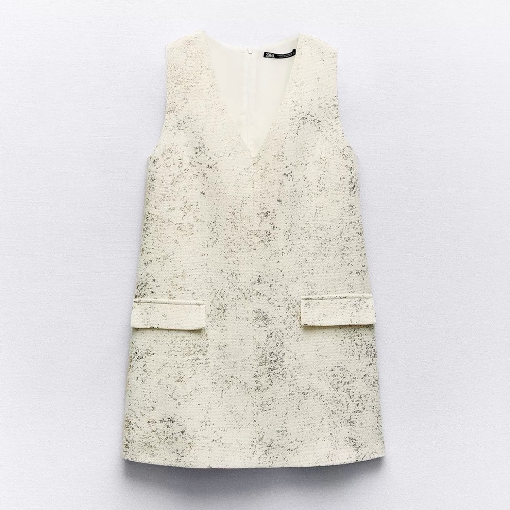 Zara Cream Textured Mini Dress